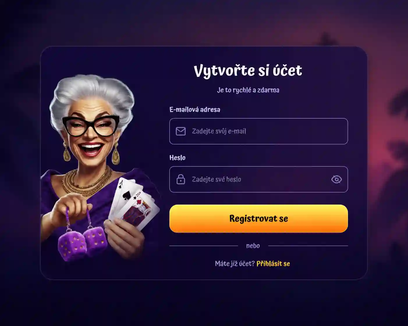 Formulář registrace Spingranny